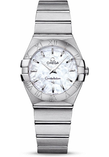 Omega Ladies Constellation Quartz Watch - 27 mm Brushed Steel Case - Mother-Of-Pearl Dial - 123.10.27.60.05.001