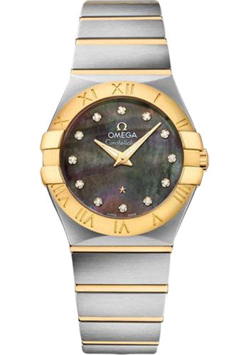 Omega Constellation Quartz Tahiti Watch - 27 mm Steel And Yellow Gold Case - Tahiti Mother-Of-Pearl Diamond Dial - 123.20.27.60.57.007