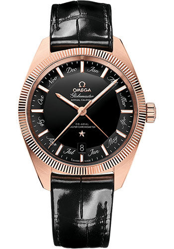 Omega Constellation Globemaster Omega Co-Axial Master Chronometer Annual Calendar - 41 mm Sedna Gold Case - Black Dial - Black Leather Strap - 130.53.41.22.01.001