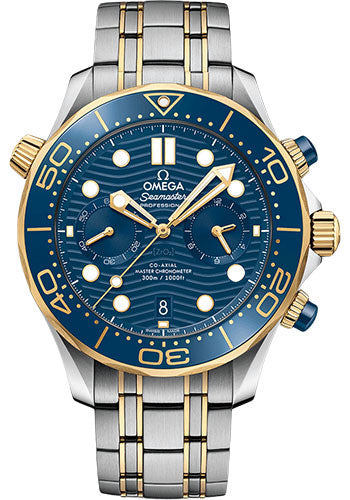 Omega Seamaster Diver 300M Omega Co-Axial Master Chronometer Chronograph - 44 mm Steel And Yellow Gold Case - Blue Dial - 210.20.44.51.03.001