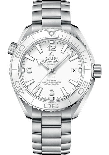 Omega Planet Ocean 600M Co-Axial Master Chronometer Watch - 39.5 mm Steel Case - Unidirectional White Cermaic Bezel - White Dial - 215.30.40.20.04.001