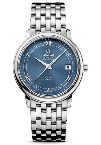 Omega De Ville Prestige Co-Axial Watch - 36.8 mm Steel Case - Blue Dial - 424.10.37.20.03.002