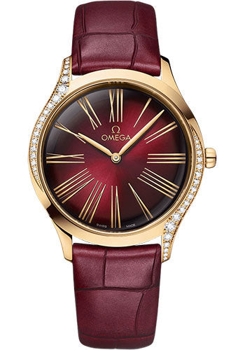 Omega De Ville Tresor Quartz - 36 mm Moonshine Gold Case - Lacquered Gradient Red Garnet Dial - Shiny Red Garnet Leather Strap - 428.58.36.60.11.001