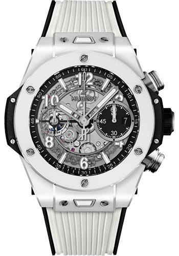 Hublot Big Bang Unico White Ceramic Watch - 42 mm - Black Skeleton Dial - Black and White Rubber Strap-441.HX.1171.RX