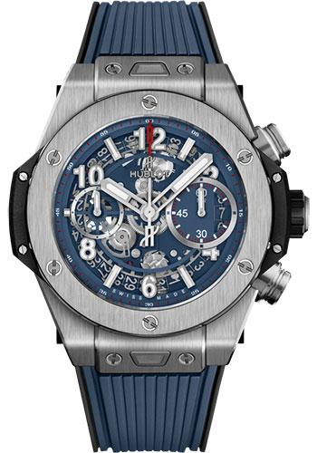 Hublot Big Bang Unico Titanium Blue Watch - 42 mm - Blue Skeleton Dial - Black and Blue Rubber Strap-441.NX.5179.RX