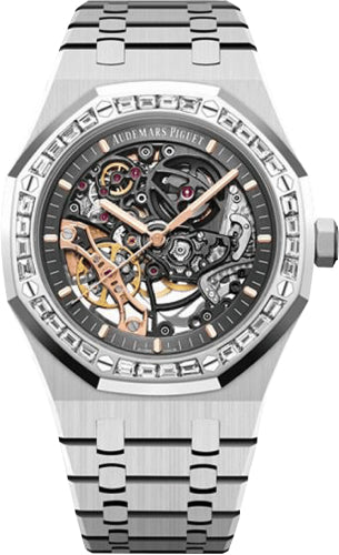 Audemars Piguet Royal Oak Double Balance Wheel Openworked White Gold Diamond Bezel Skeleton Slate 41mm Index Dial Bracelet | 15412BC.ZZ.1220BC.01