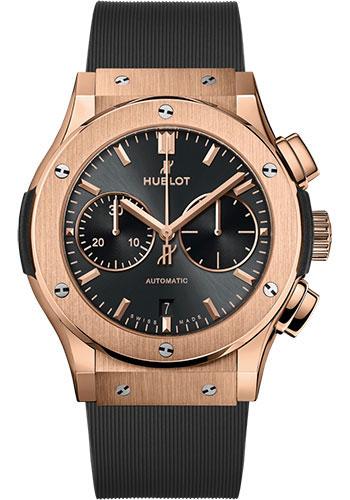 Hublot Classic Fusion Racing Grey Chronograph King Gold Watch - 45 mm - Gray Dial - Gray Lined Rubber Strap-521.OX.7081.RX