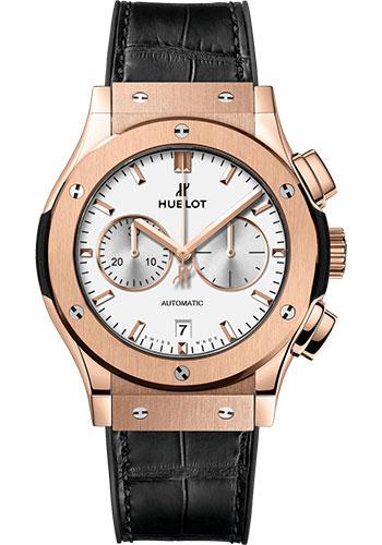 Hublot Classic Fusion Chronograph King Gold Opalin Watch - 42 mm - Opaline Ed Dial - Black Rubber and Leather Strap-541.OX.2611.LR