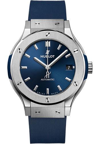 Hublot Classic Fusion Titanium Blue Watch - 38 mm - Blue Dial - Blue Lined Rubber Strap-565.NX.7170.RX