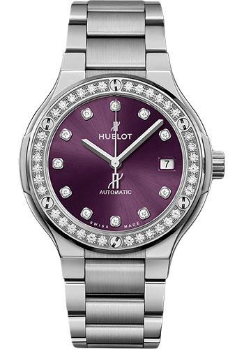 Hublot Classic Fusion Titanium Purple Diamonds Bracelet Watch - 38 mm - Purple Dial-568.NX.897V.NX.1204