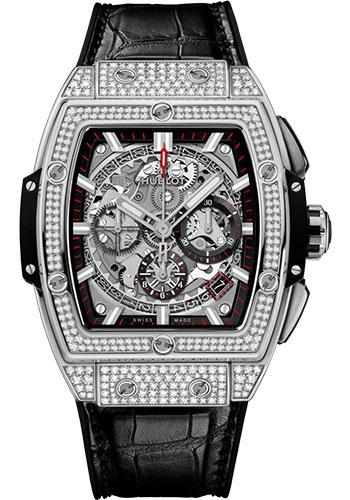 Hublot Spirit of Big Bang Titanium Pave Watch - 42 mm - Sapphire Dial - Black Rubber and Leather Strap-641.NX.0173.LR.1704