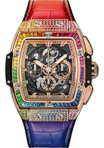 Hublot Spirit Of Big Bang King Gold Rainbow Watch - 42 mm - Black Skeleton Dial-641.OX.0110.LR.0999