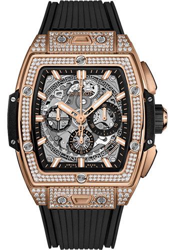 Hublot Spirit of Big Bang King Gold Pave Watch - 42 mm - Sapphire Dial - Black Rubber Strap-642.OX.0180.RX.1704