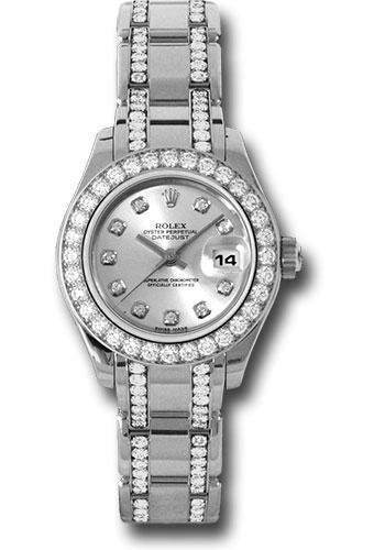 Rolex White Gold Lady-Datejust Pearlmaster 29 Watch - 32 Diamond Bezel - Silver Diamond Dial - 80299.74949 sd