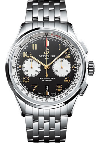 Breitling Premier B01 Chronograph 42 Norton Watch - Steel - Black Dial - Steel Bracelet - AB0118A21B1A1