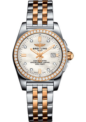 Breitling Galactic 29 Sleek Watch - Steel & rose Gold, gem-set bezel - Pearl Diamond Dial - Two-Tone Bracelet - C72348531A1C1