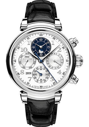 IWC Da Vinci Perpetual Calendar Chronograph Limited Edition of 100 Watch - 43.0 mm Platinum Case - Silver Dial - Black Alligator Strap - IW392104