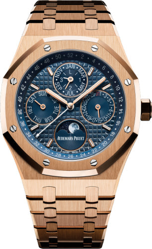 Audemars Piguet Royal Oak Perpetual 41mm Calendar Rose Gold Blue Dial - 26574OR.OO.1220OR.02