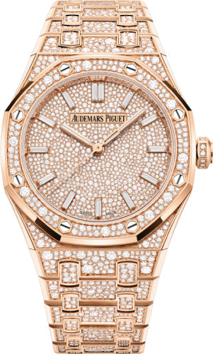 Audemars Piguet Royal Oak 34mm Self Winding Pink Rose Gold Diamond Dial - 77452OR.ZZ.1365OR.01